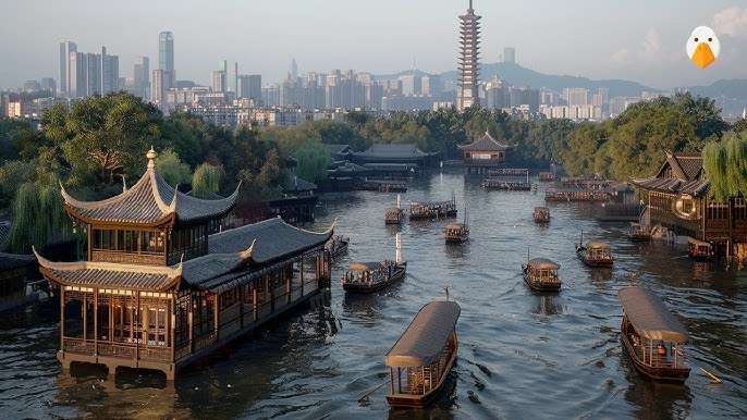 hangzhou boats and river