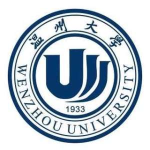 Logo of Wenzhou University featuring a blue circular design with the university's name in English and Chinese, established in 1933.