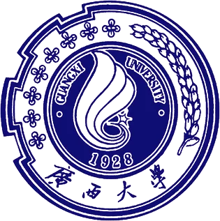 Emblem of Clancy University featuring a stylized flame and wheat, with the year 1928 and floral designs.