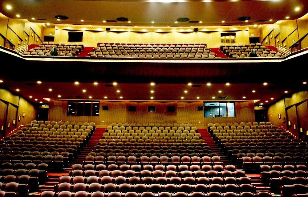 Modern auditorium with tiered seating and advanced audiovisual equipment, ideal for conferences, seminars, and cultural events in China. Perfect for international attendees and event organizers.