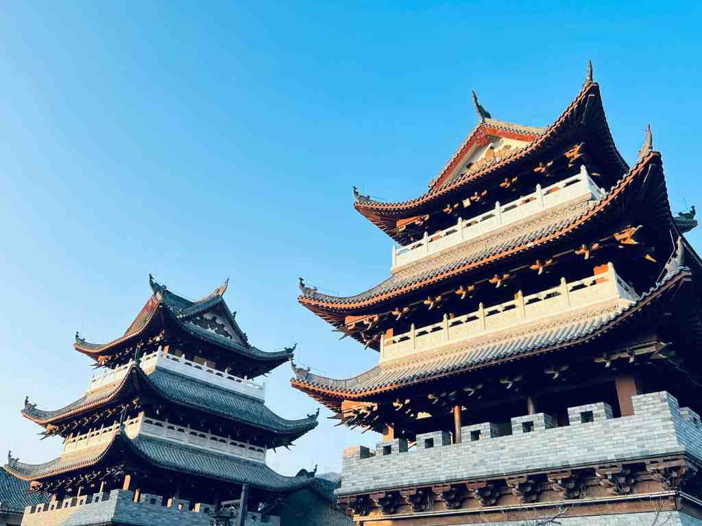 Traditional Chinese Pagoda Against Blue Sky