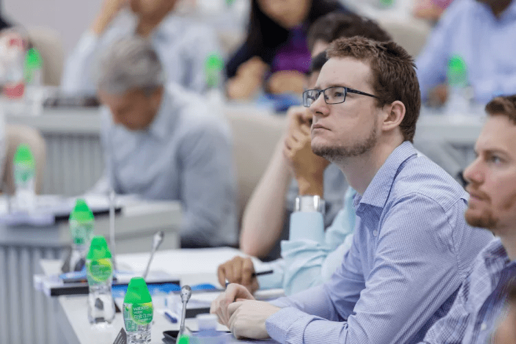 Foreign professional attending a business Mandarin class