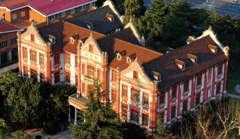 Historic red-brick SJTU campus university in china building in Shanghai